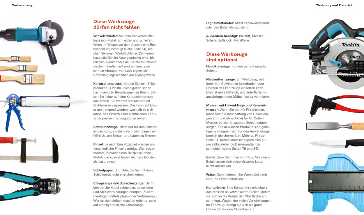 Der Guide für den Camper-Ausbau 2 Das richtige Werkzeug ist beim Camper-Ausbau unerlässlich ©Stiftung Warentest