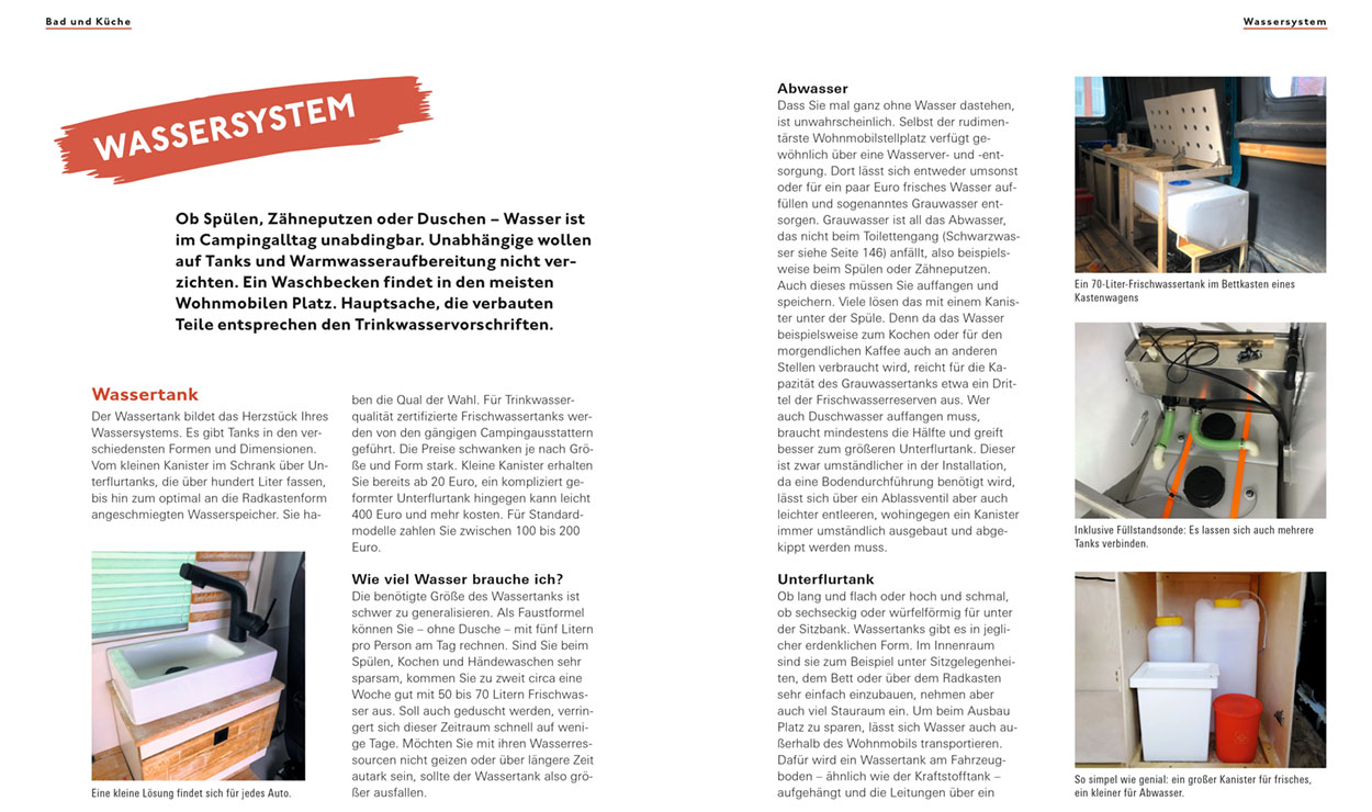 Der Guide für den Camper-Ausbau 4 Tipps fürs Wassersystem beim Camper-Ausbau gibt es auch ©Stiftung Warentest
