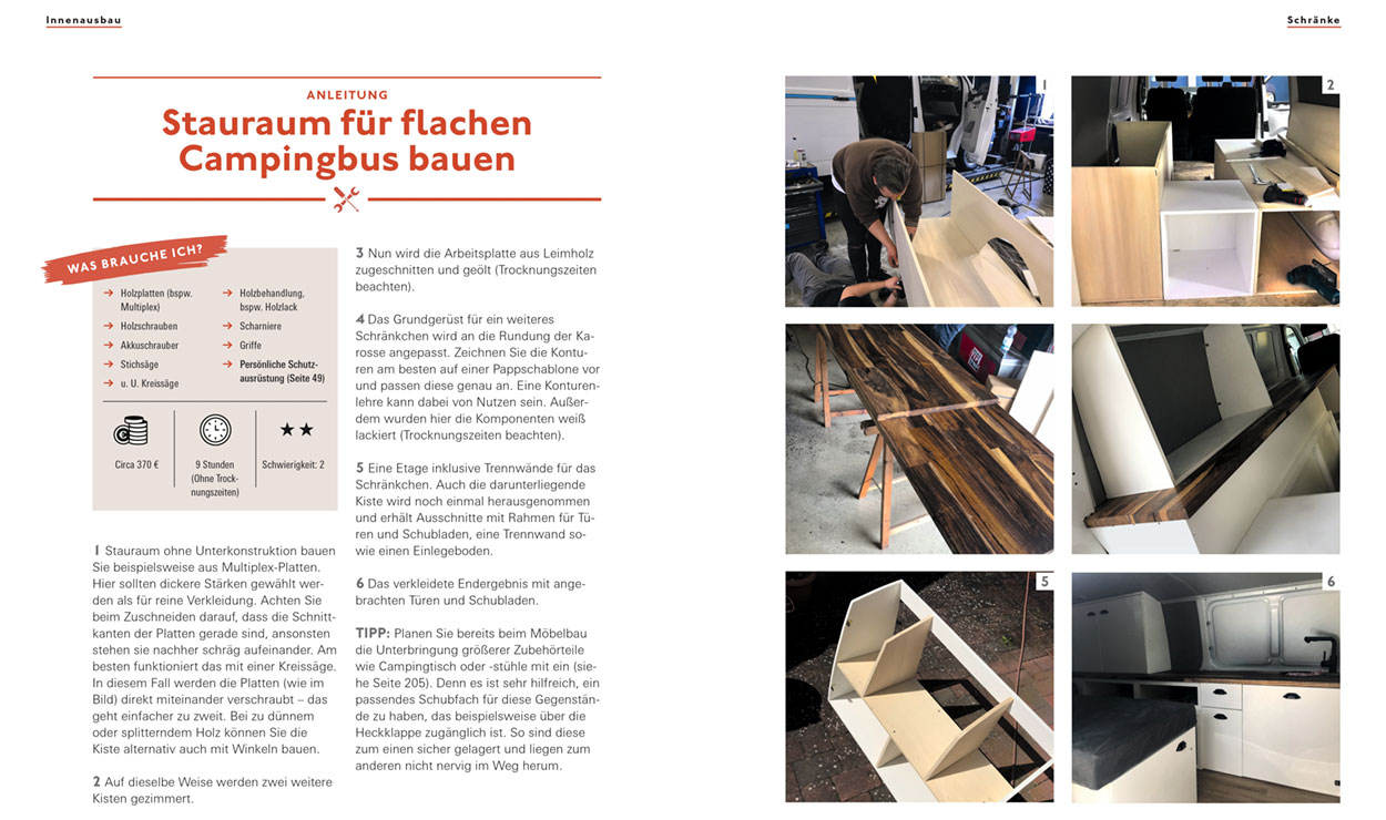 Der Guide für den Camper-Ausbau 3 Ausreichend Stauraum sollte beim Camper-Ausbau berücksichtigt werden ©Stiftung Warentest