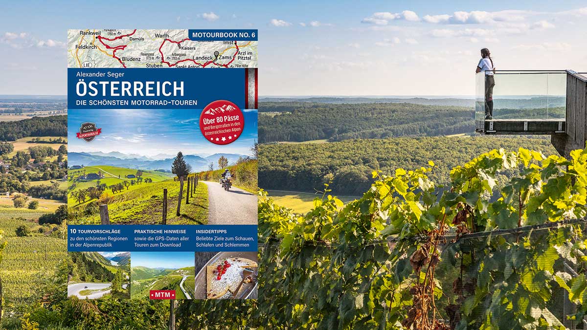 Österreichtouren für alle Sinne 1 Cover des Reiseführers mit Österreichtouren auf einem Bild über Weinbergen
